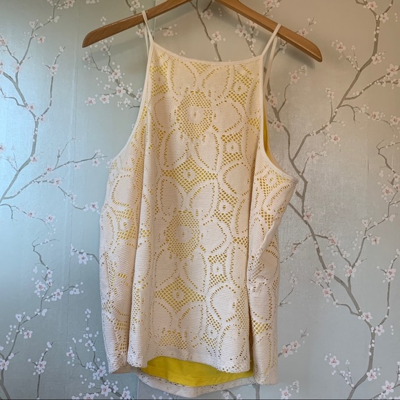 NWT Anthropologie Cosette Top Tank yellow white - Picture 11 of 11